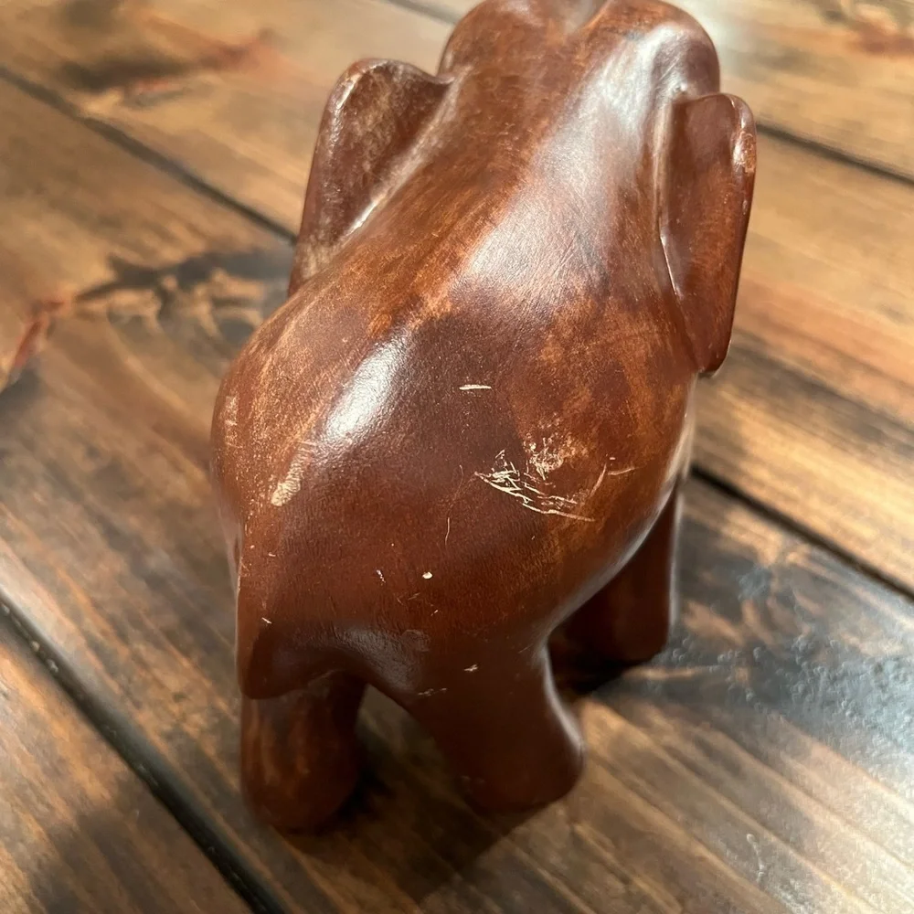 Handcrafted Carved Wooden Elephant Figurine, Bahamas, Travel, Souvenir, GUC